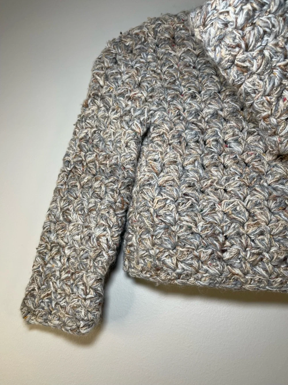 Handcrafted Cream Marled Knit Kids Jacket with Toggle Closures
